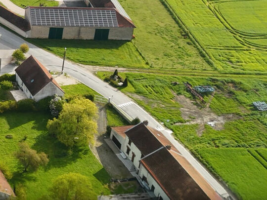 Vue aérienne du ralentisseur de Pignicourt, sortie Bertricourt
